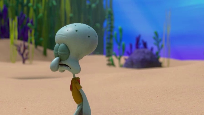 海绵偷穿章鱼哥紧身衣，假扮水母