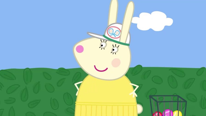 佩奇和小伙伴学网球，兔小姐耐心教学好温柔